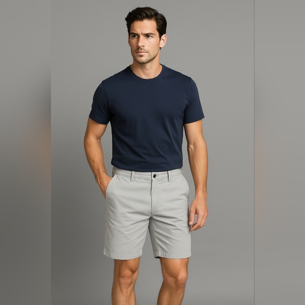 Dockers Men’s Khaki Chino Shorts Size 33 Classic Fit Beige Flat Front Casual